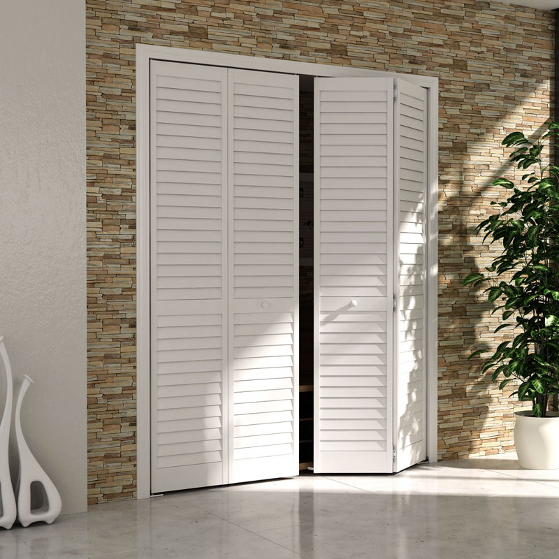 Fini à bois lambrissé plantation portes pliantes plantation, blanc, 36" x 96"