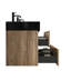 Meuble-lavabo de 48 po avec lavabo noir et tiroirs en chêne brut, fixation murale de style Mid-Century moderne, poignée double dissimulée pour les personnes âgées, finition à l'eau de qualité E0, résistance à l'eau du système