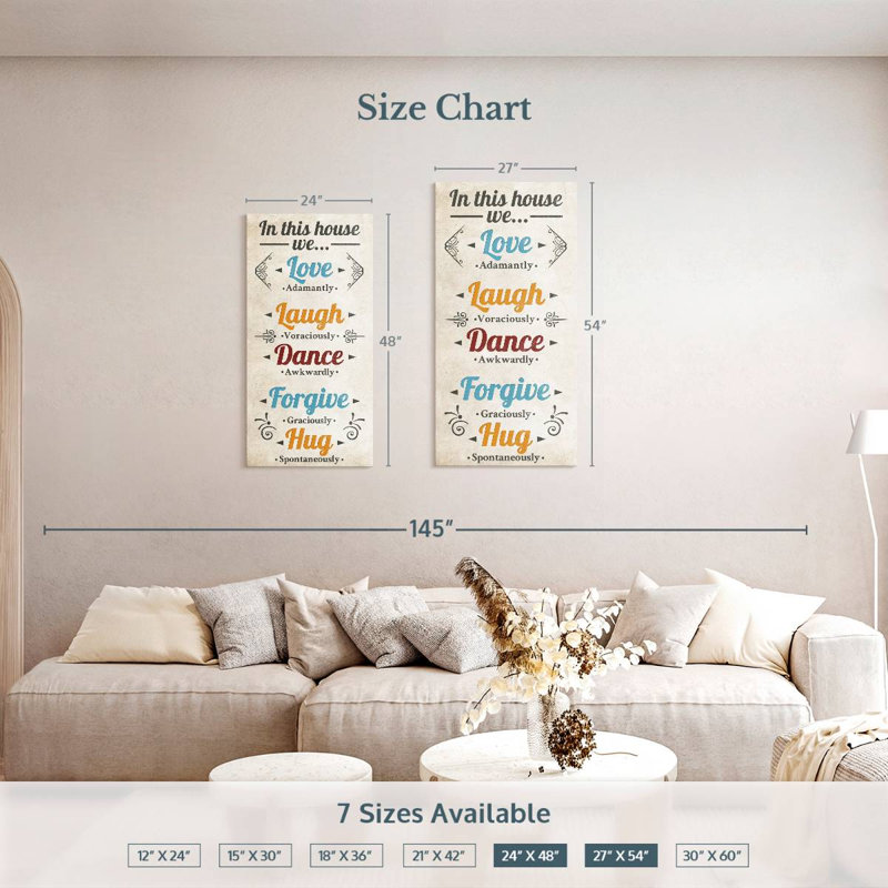 Plaque murale «Blissful Family Rules», H 54 po x l 27 po