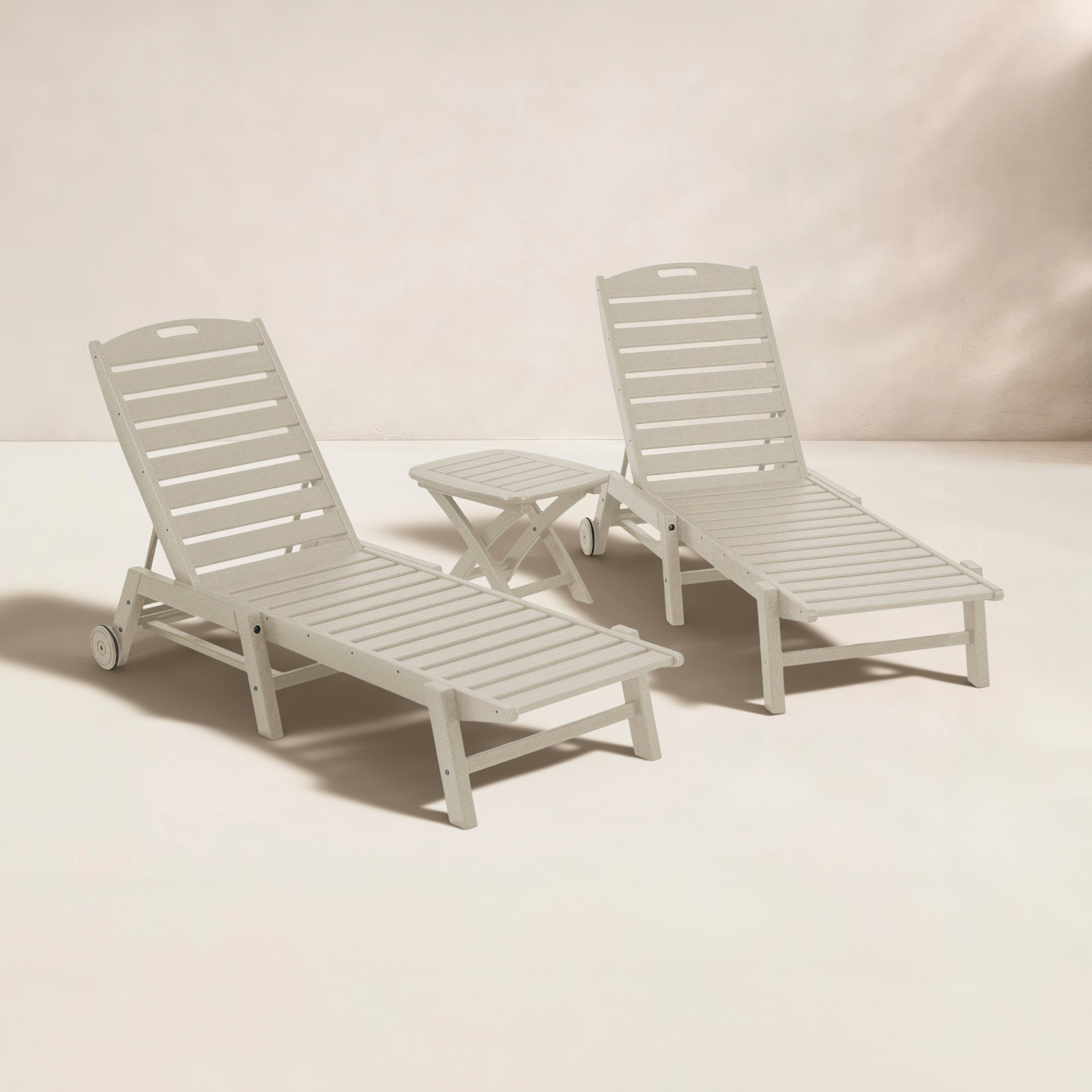 POLYWOOD® Nautical 27" Patio Chaise Lounge Set, Sand