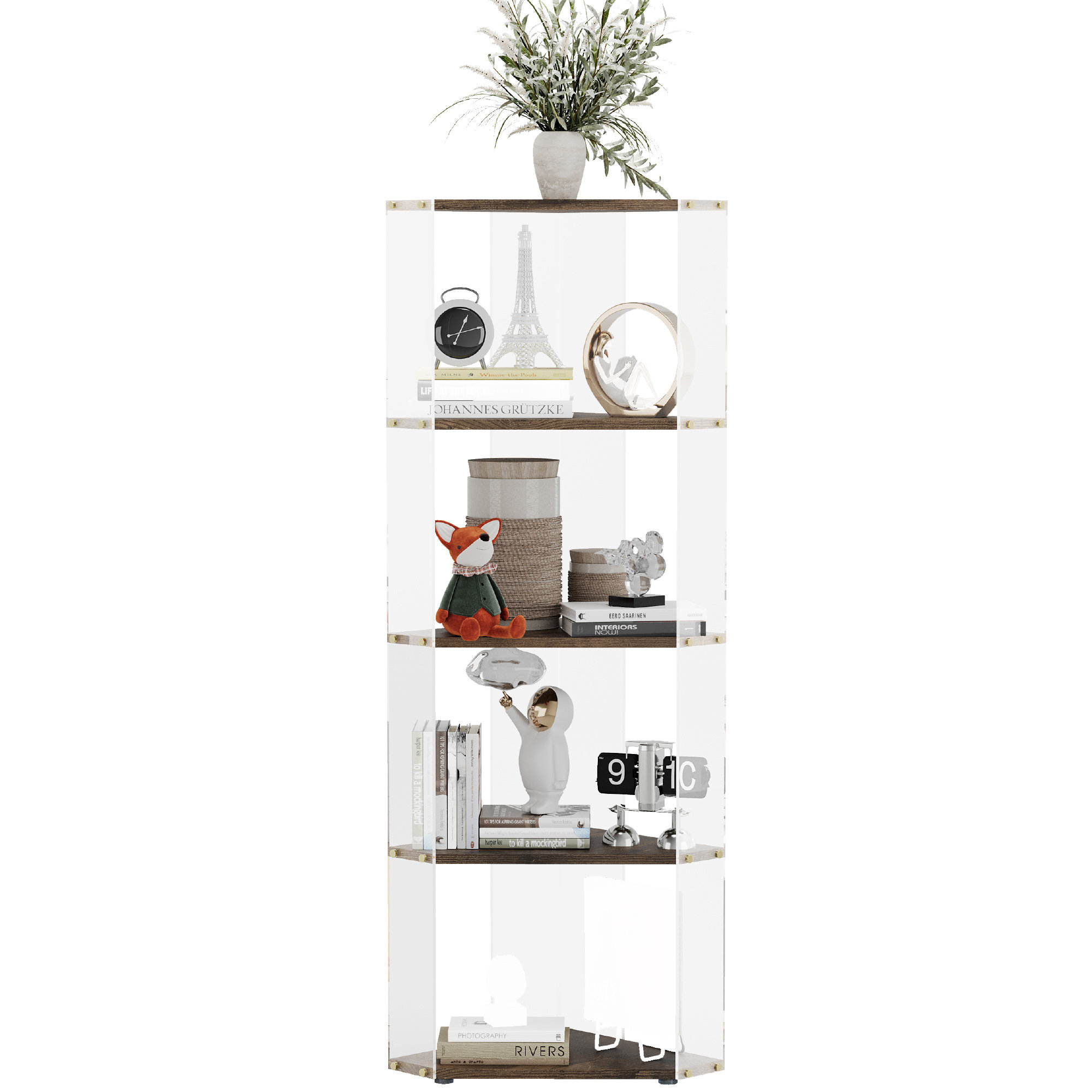 Wrought Studio 4 Tier Corner Shelf Open Corner Display Shelf   Wrought Studio 4 Tier Corner Shelf Open Corner Display Shelf Freestanding Corner Bookshelf 