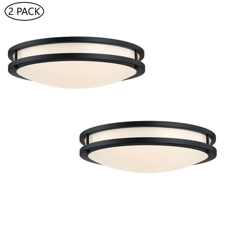 Hanz Selectable LED 2700K, 3000K,3500K, 4000K, 5000K Flush Mount Ceiling Light, 3.3" H x 15.8" W x 15.8" D, Matte Black