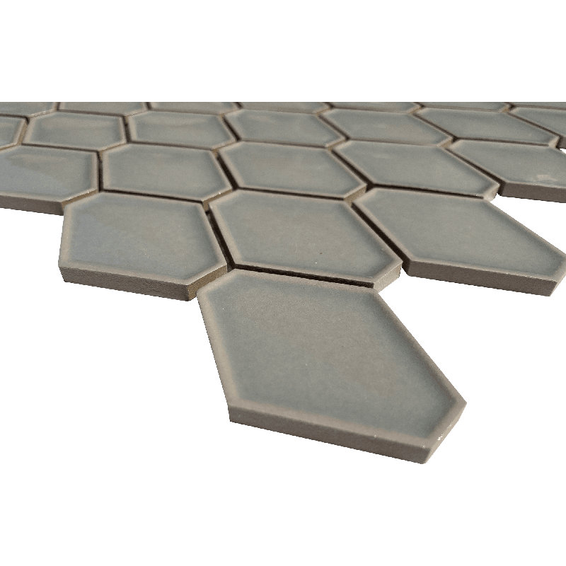 2" x 6" Porcelain Grid Mosaic Pattern Tile, Flint