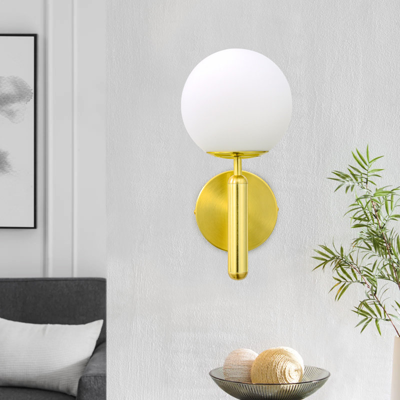 Mirtila Modern Brass Gold Globe Glass Plug in Wall Sconce-Wall Lamp Fixtures for Bedroom