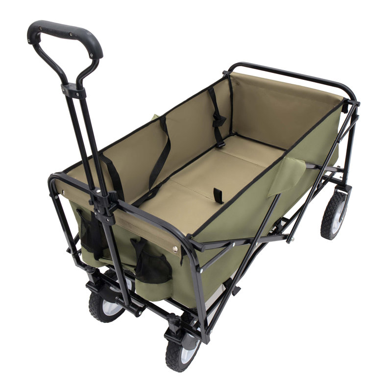 Chariot pliable pliable avec chariot et système de cerclage, Brun vert