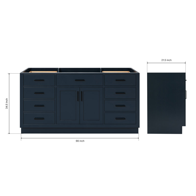 Hepburn 66 Single Bathroom Vanity Base Only, Midnight Blue, Matte Black