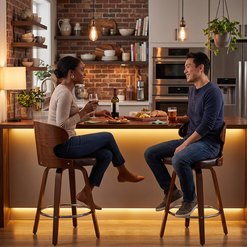 Tabouret de comptoir de cuisine moderne, tabouret de bar pour la salle à manger de comptoir de cuisine (ensemble de 2)