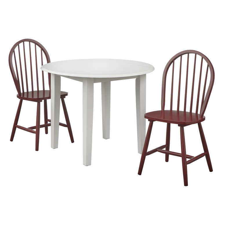  Ensemble de salle à manger Framlingham, Blanc, 3 pièces: table, 2 chaises, Rouge