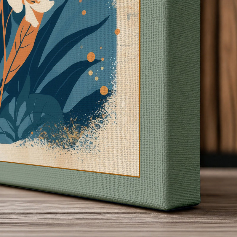 Garden in Teal Botanical - Wrapped Canvas, Sage Border, 30x20 - 76.2 x 50.8 cm