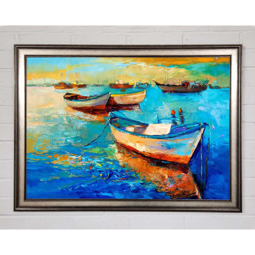 Gerahmtes Poster Sail Boats On The Sunset Waters