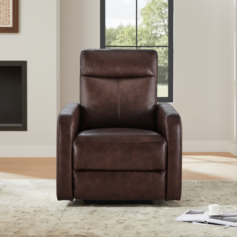 Leena Genuine Leather Power Recliner, Impression Cognac Top Grain Leather