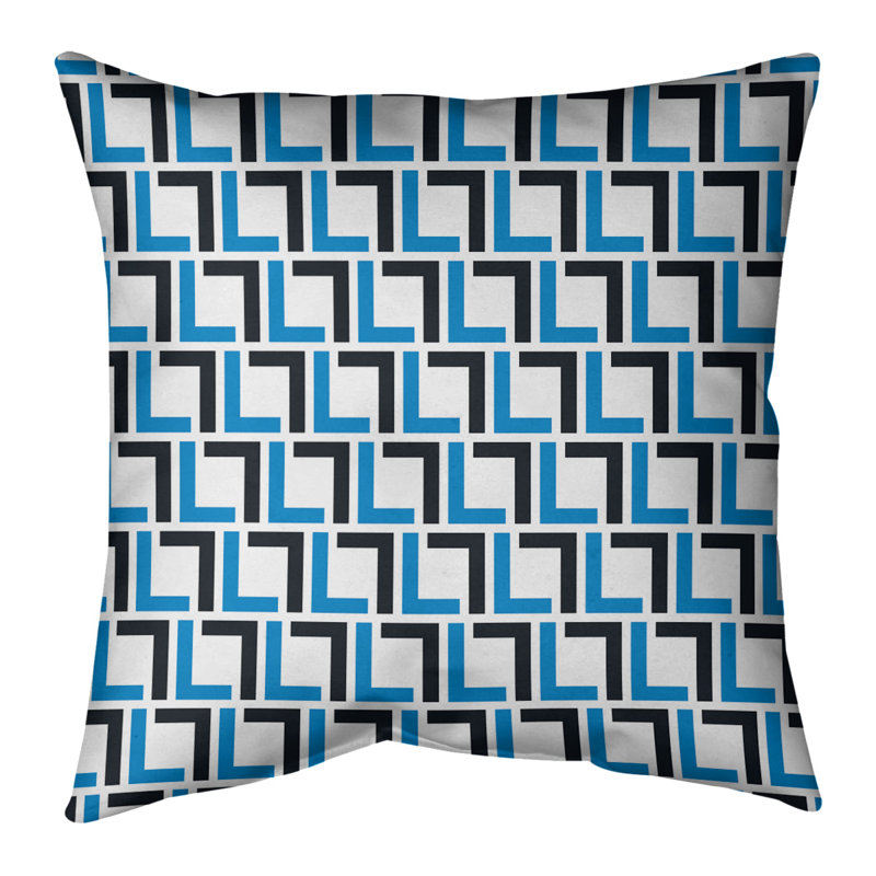 Housse de coussin Carolina, Gris clair/bleu/noir, Polyester sergé, 14 po x 14 po