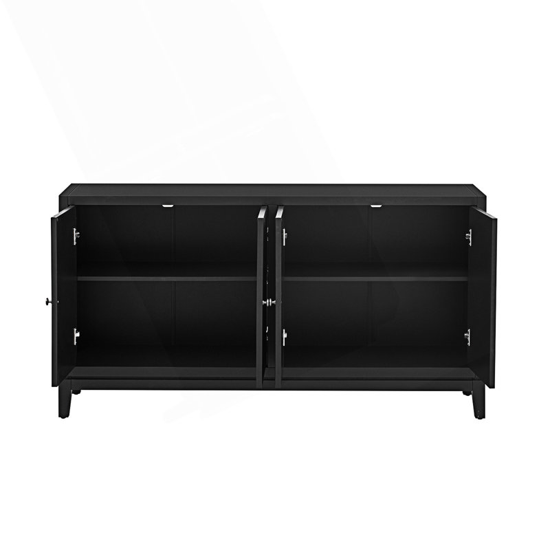 Buffet élégant avec rangement à lignes verticales, Noir