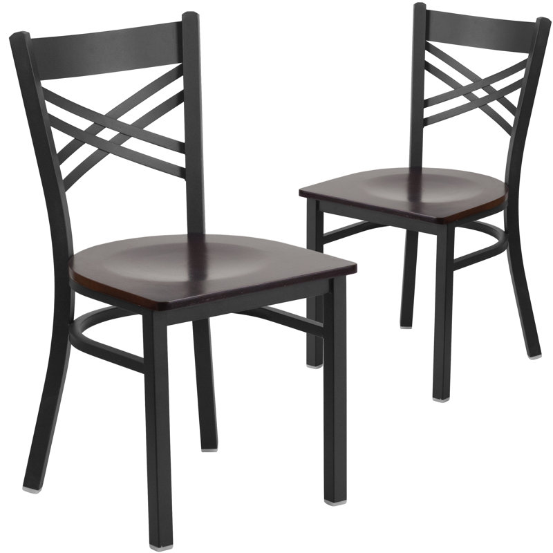 Prompton 'X' Metal Restaurant Chair, Noyer / noir, 2