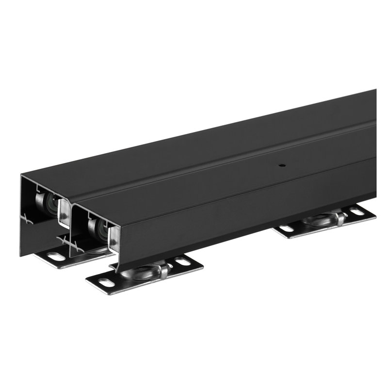Ensemble de quincaillerie de porte de placard coulissante noire 4 pi - Système de rail en aluminium robuste pour 2 portes
