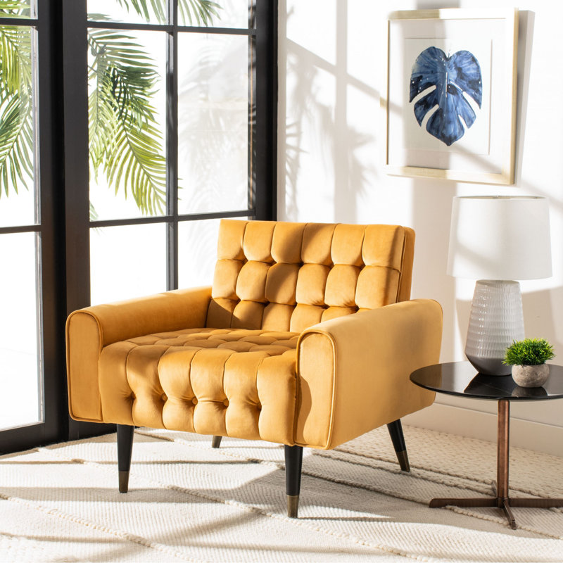 Ambroziu Upholstered Club Chair, Marigold Velvet