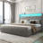 Kadeer Lift Up Bed Frame with Charging Station & LED Light, Upholstered Bed with Button Tufted-948587277-948587279
