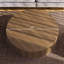 Table basse ronde spacieuse en bois massif de 102 cm de large, style tambour, au design cannelé.-916802232-959478873