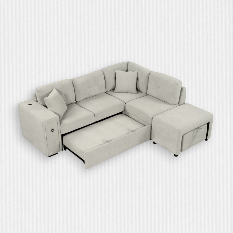 Canapé modulaire 3 pièces rembourré, Gris chenille
