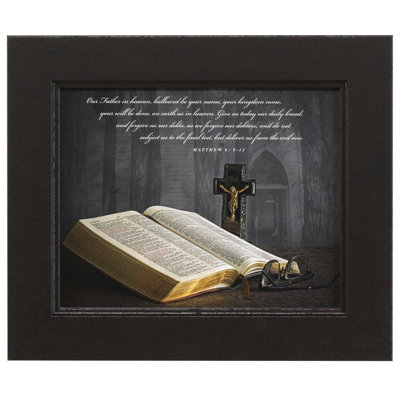 Bible «Our Father Heaven», impression sur bois encadrée
