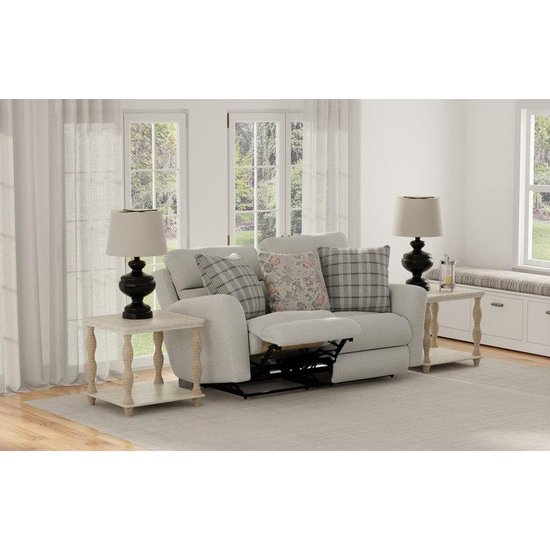Chappy Power Lay Flat Reclining Loveseat, Gray, Manual, Manual - Handle / Lever