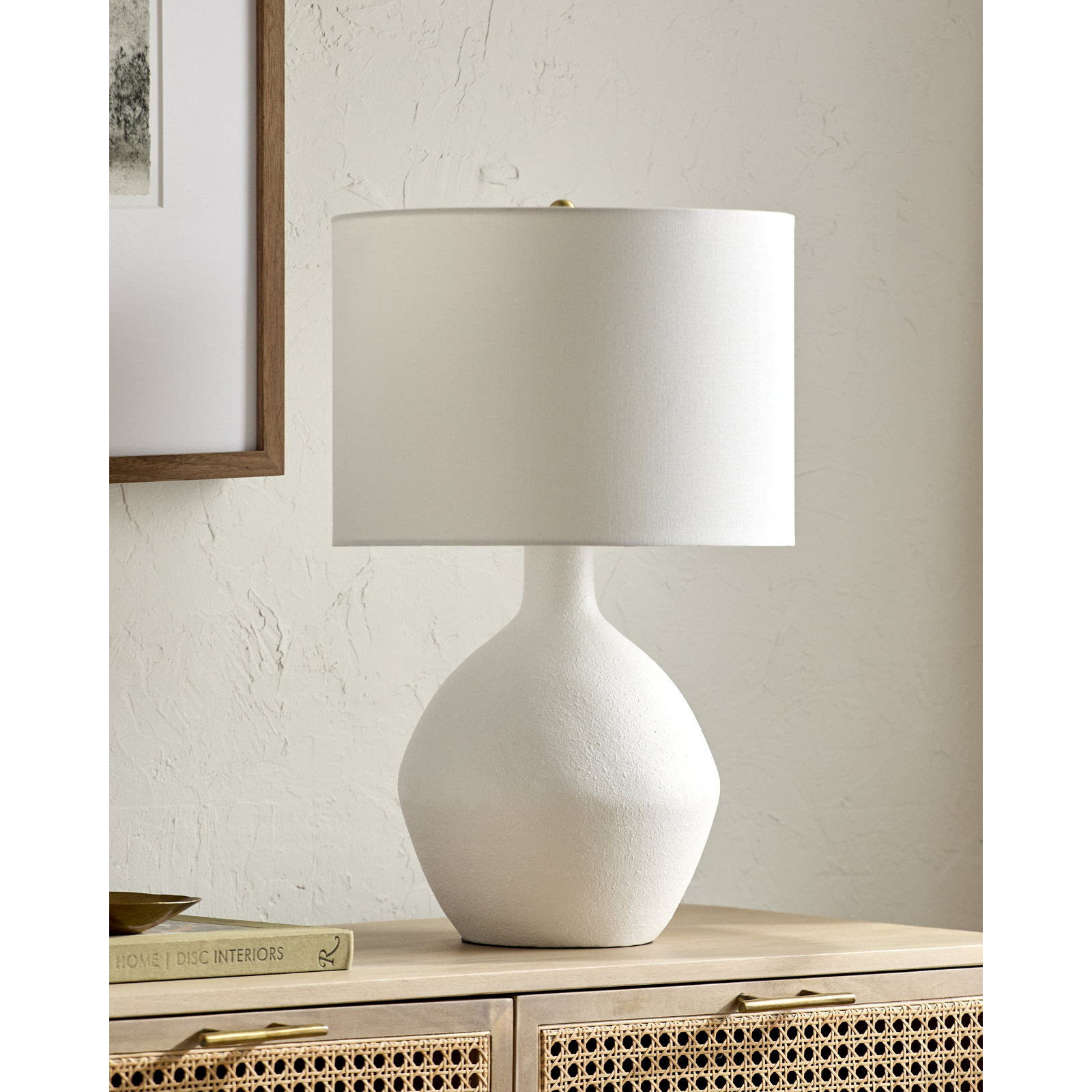 Ceramic Table Lamp, White, White
