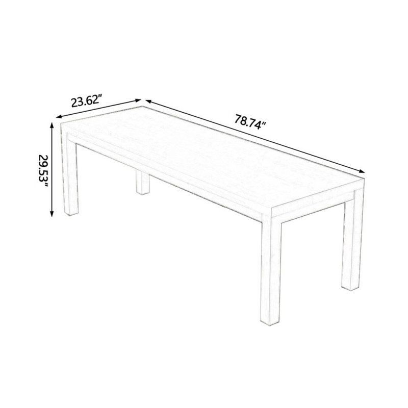Bureaux rectangulaires en bois massif Burlywood, H 29,53 po x l 78,74 po x P 23,62 po