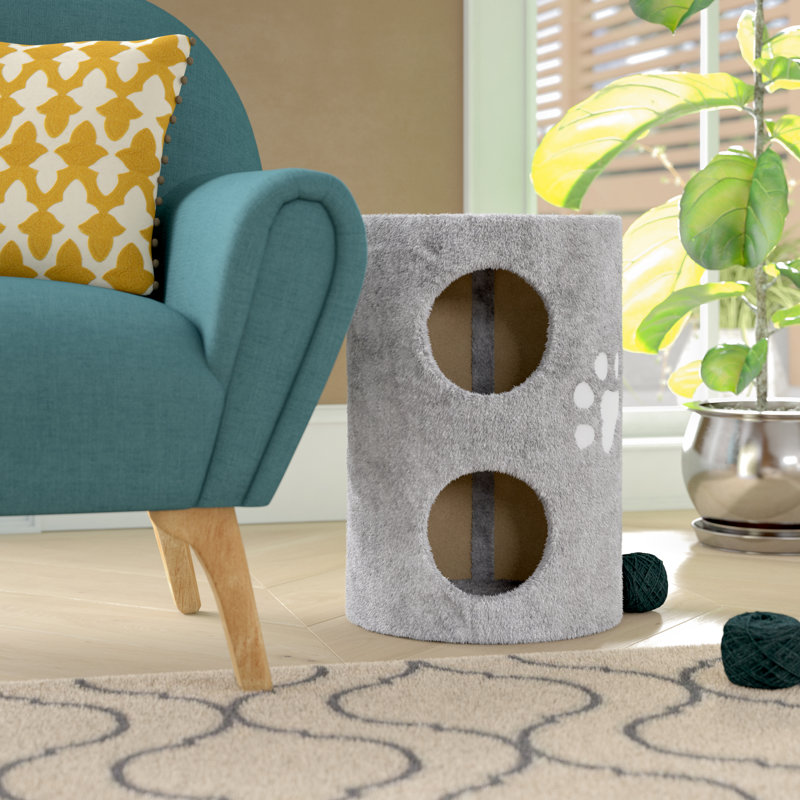  PETMAKER 2-Storey Cat Condo and Scratching Pad, Grey