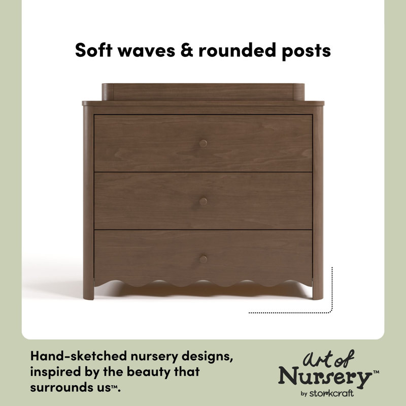 Casablanca 3 Drawer Chest With Removable Changing Table Topper, Hazelnut