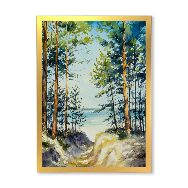 «Pine Forest Trees on High Dunes», reproduction d'art sur toile, Cadre photo doré, H 40 po x l 30 po x P 1,5 po