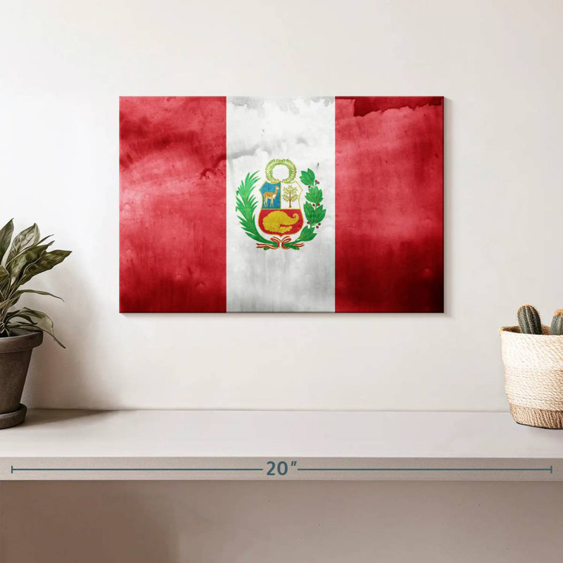 Washed Flag Of Peru, 8" H x 12" W