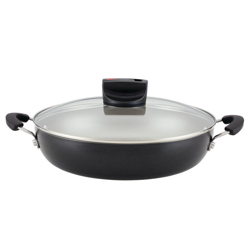 Black Aluminum Nonstick Everything Pan with Lid and Handles