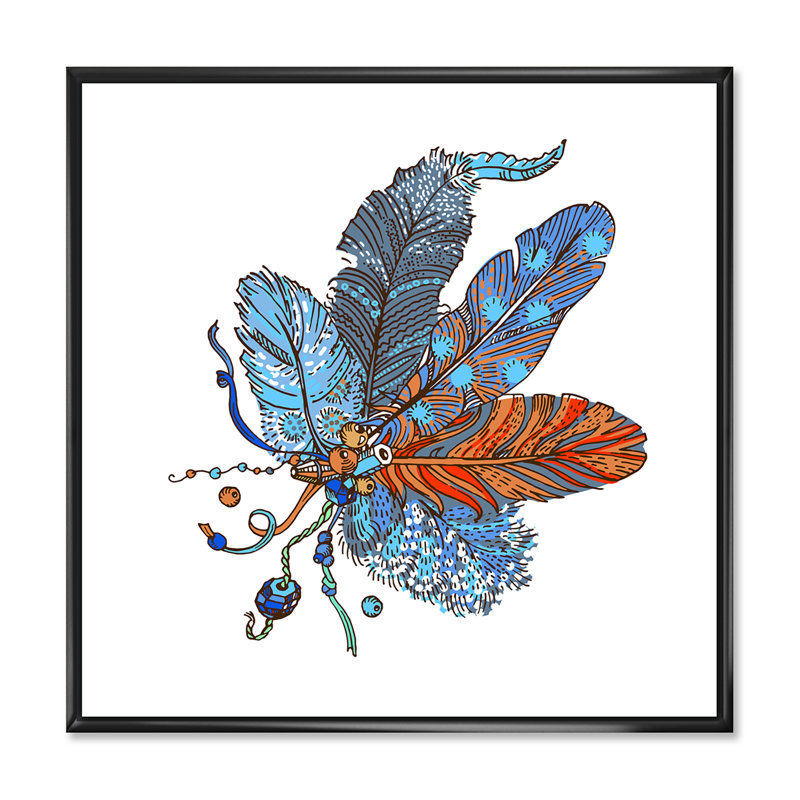 Conception de style bohème ethnique - Impression sur toile, Cadre noir, H 36 po x l 36 po x P 1,5 po