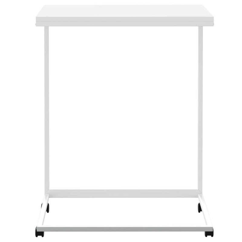 Table de bout en bois massif Ademara, Blanc, Blanc
