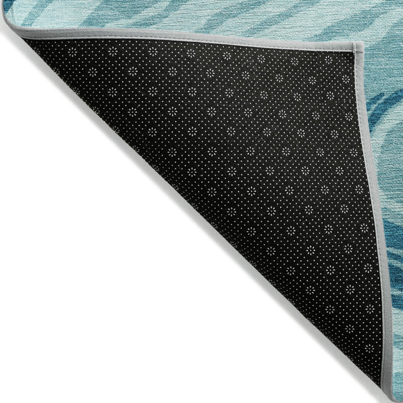 Tapis bleu sarcelle lavable intérieur / extérieur Avelia , 10 pi x 14 pi