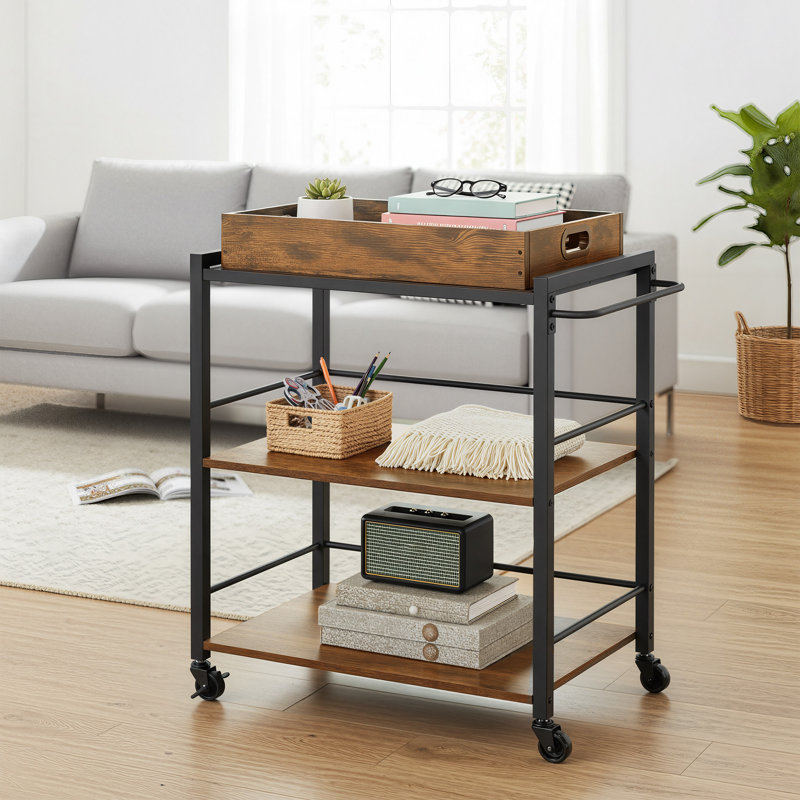 3-tier Riggle Kitchen Cart, Rustic Brown
