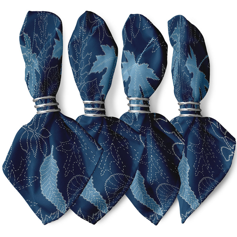 Clermeau Polyester Floral Square Napkin, Blue