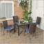 Chaises de salle à manger empilables en rotin avec coussins, ensemble de 4 chaises de patio en osier avec accoudoirs et dossier pour terrasse, terrasse-11135526