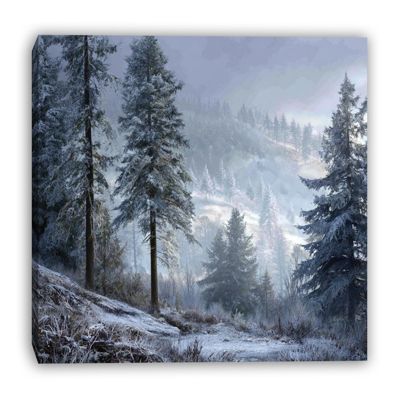 Art mural sur toile Frosted Woodland Trail, 12 po x 12 po
