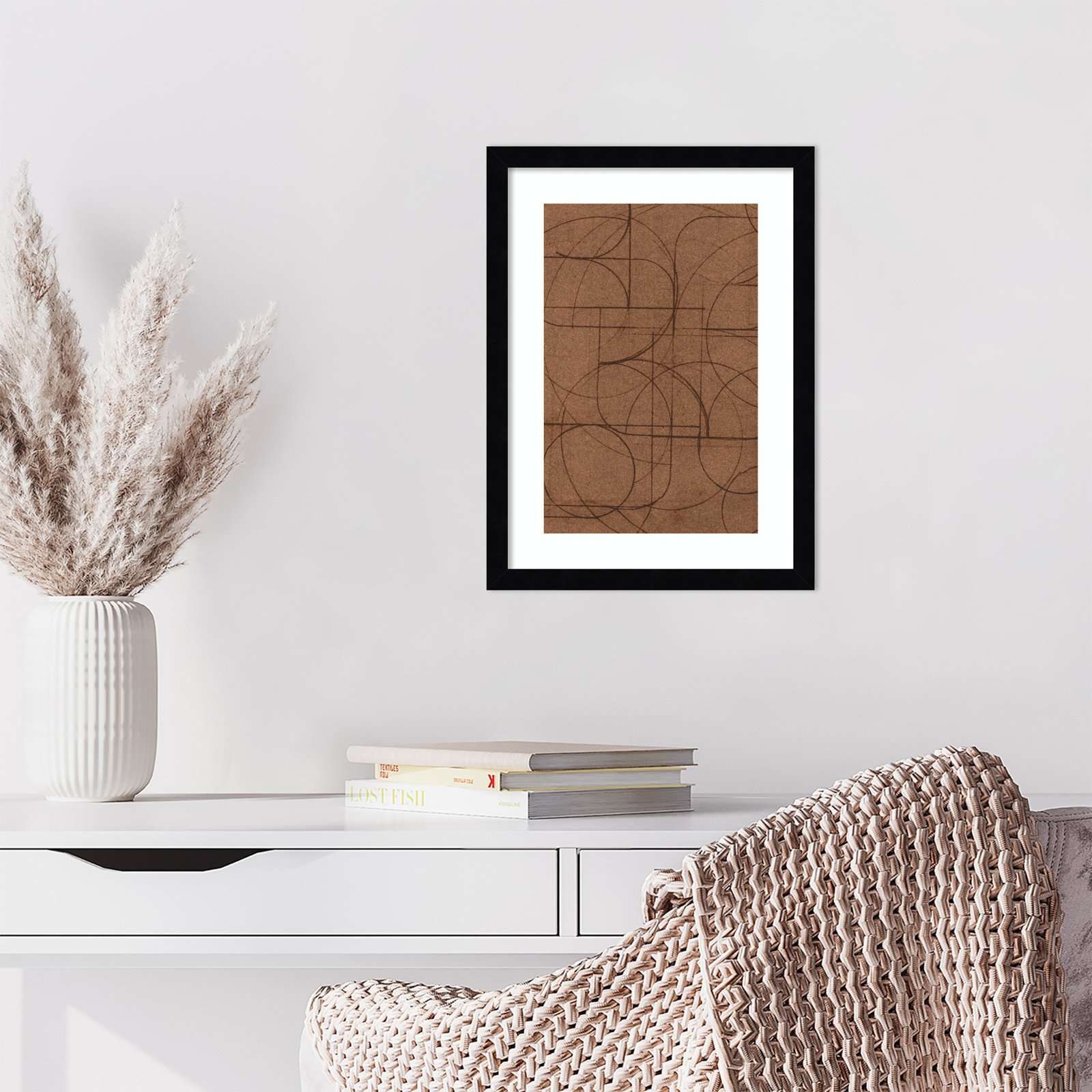 Curved 1 Print by Dan Hobday, 17" H x 13" W, Svelte Noir Black Framed Print with Mat