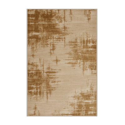 Machine Washable Abstract Brown Area Rug