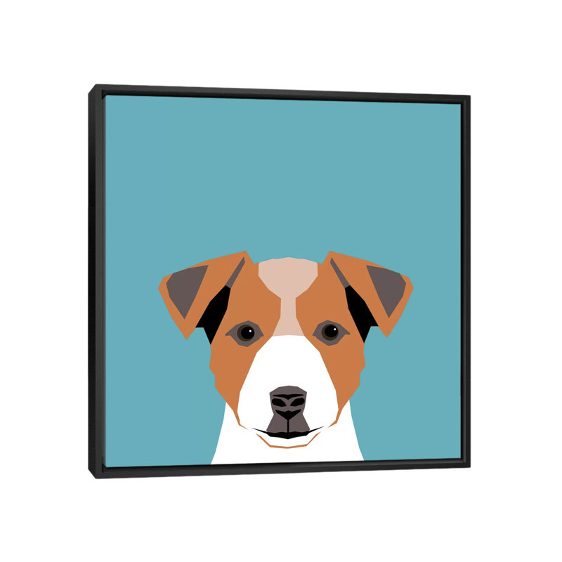 Jack Russell Terrier, impression sur toile tendue, H 18 po x l 18 po x P 1,5 po, Toile avec cadre noir, Pas de tapis