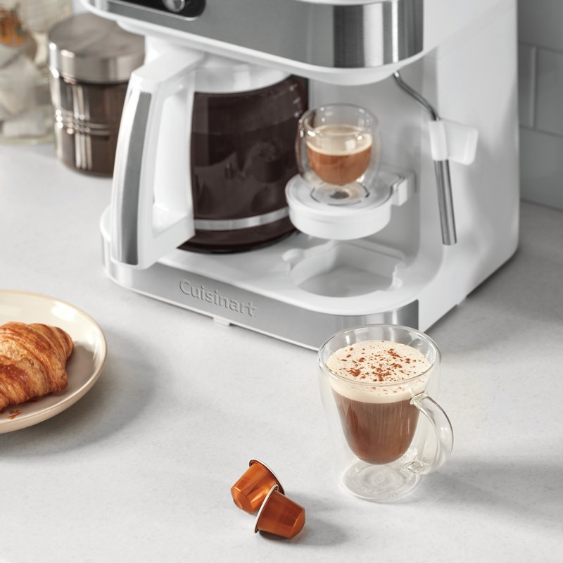 White Stainless Steel 4-in-1 Coffee and Espresso Maker