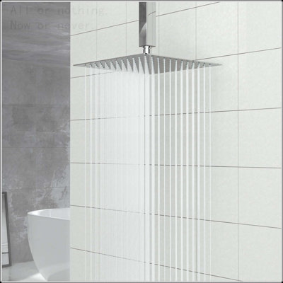 10" Square Rainfall Shower Head, Wall/Ceiling Mounted, Chrome