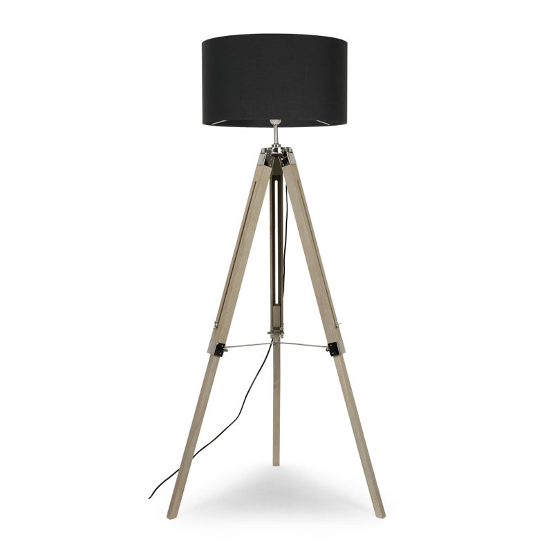 127.5cm Tripod Floor Lamp, Light Brown, Grey