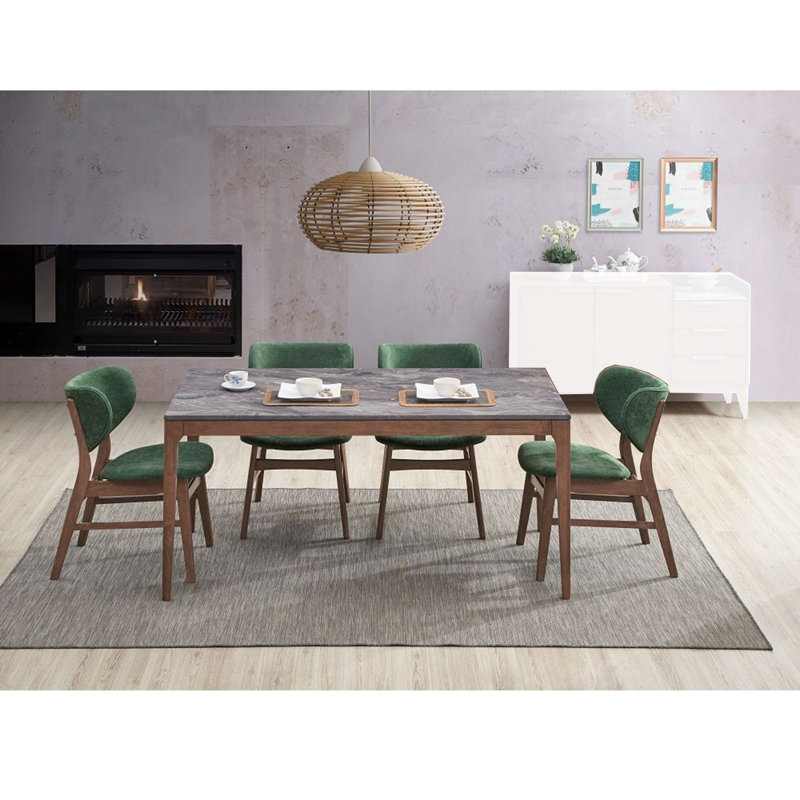 Wallden 4 - Person Four Leg Dining Set, Green