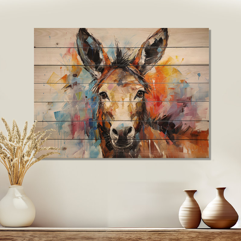 Abstrait âne abstrait - impression sur bois, H 34 po x l 44 po x P 0,78 po
