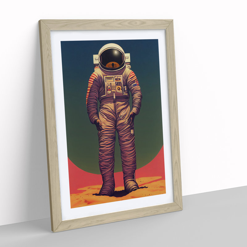 Astronaut Arrival - Single Picture Frame Print, 34cm H x 25cm W x 2cm D, Oak Framed