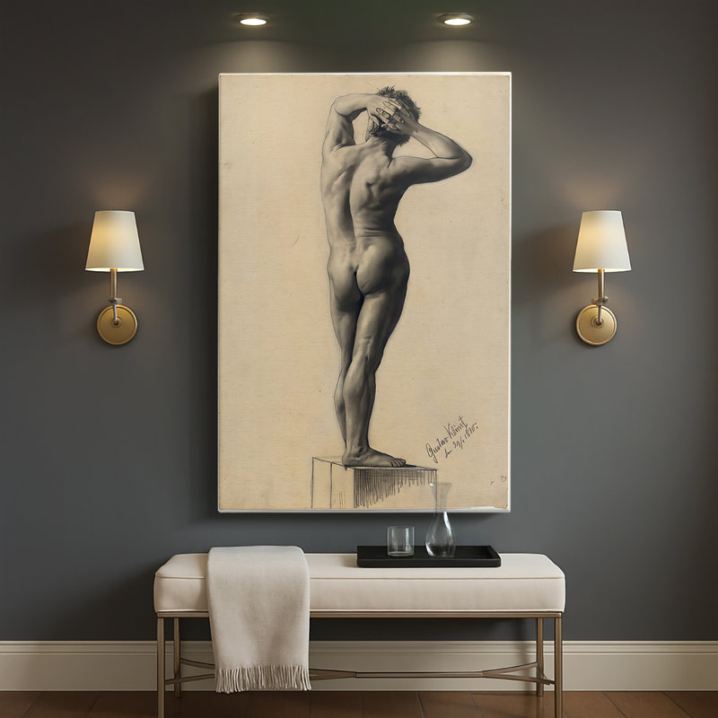 Nu masculin - toile tendue par Gustav Klimt, 40 po x 60 po