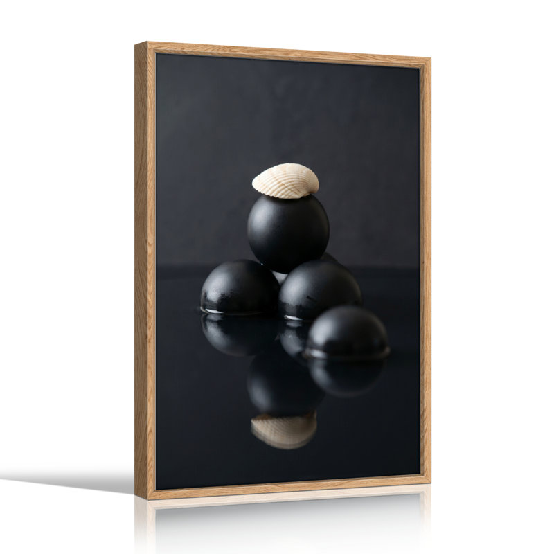 «Black Spheres», reproduction d'art sur toile, ensemble de 1, Natural, H 24 po x l 18 po